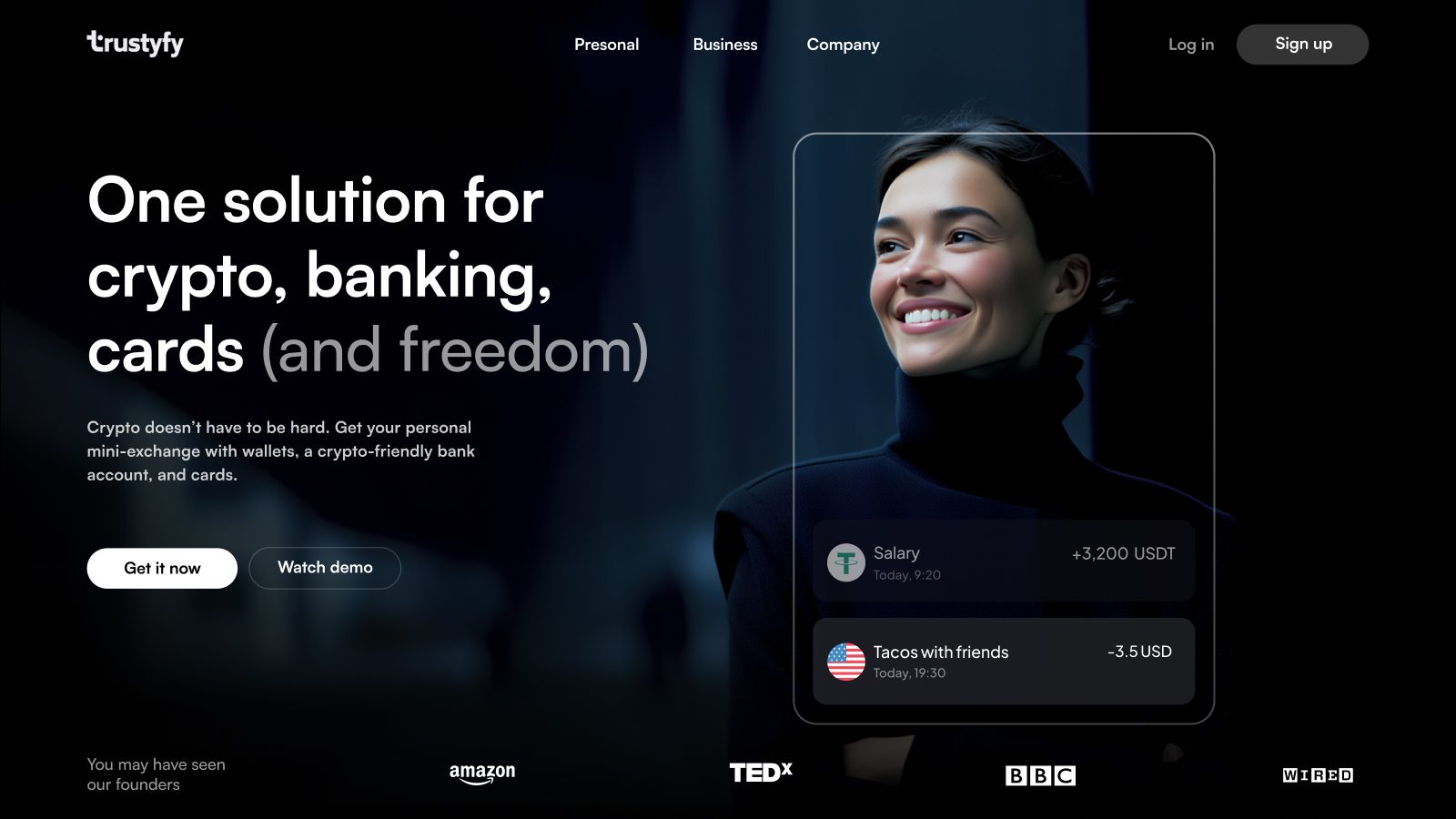 Trustyfy website, screen 1