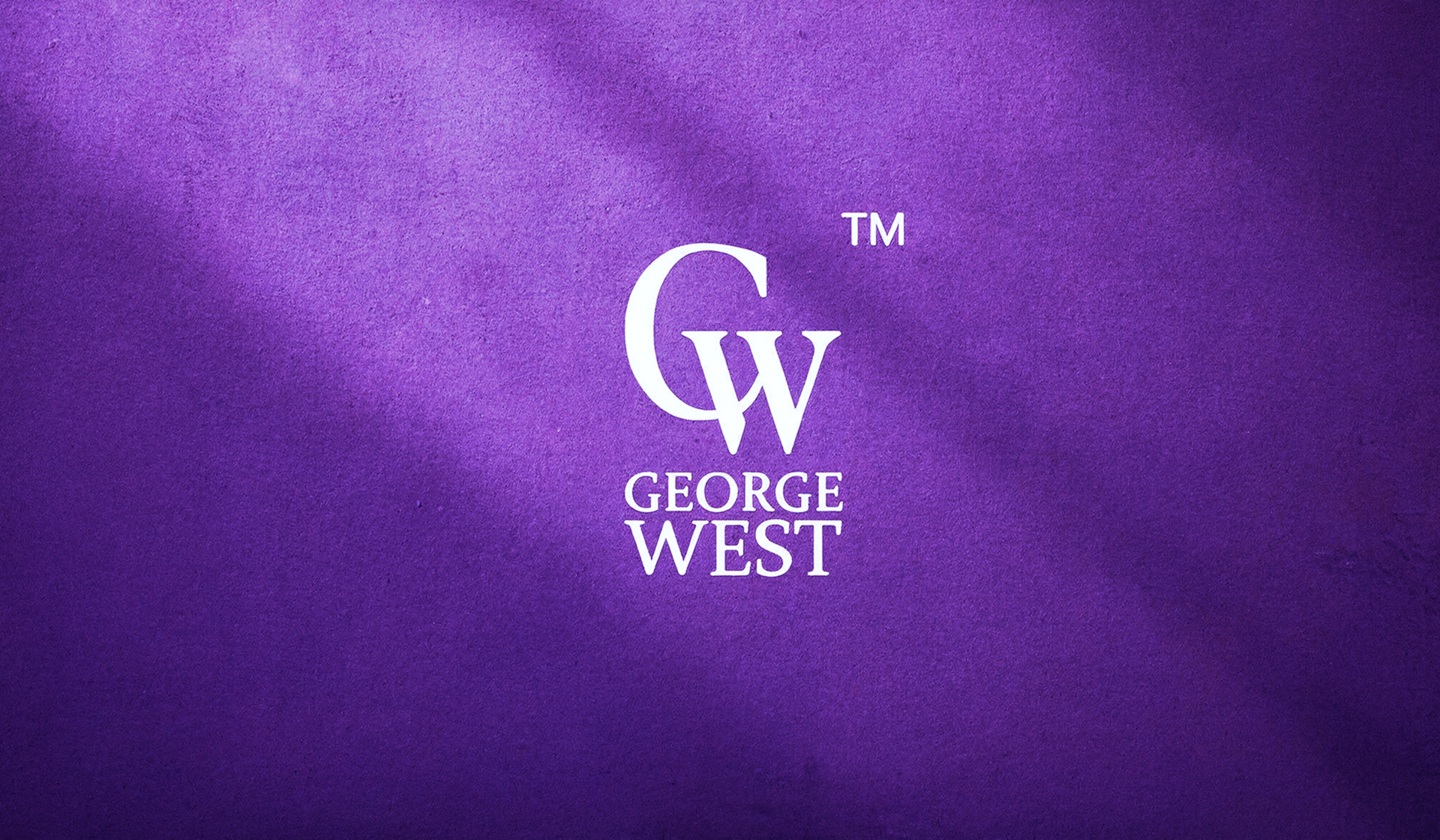 George West logo embossed on a dark blue surface, showcasing a premium and elegant branding style